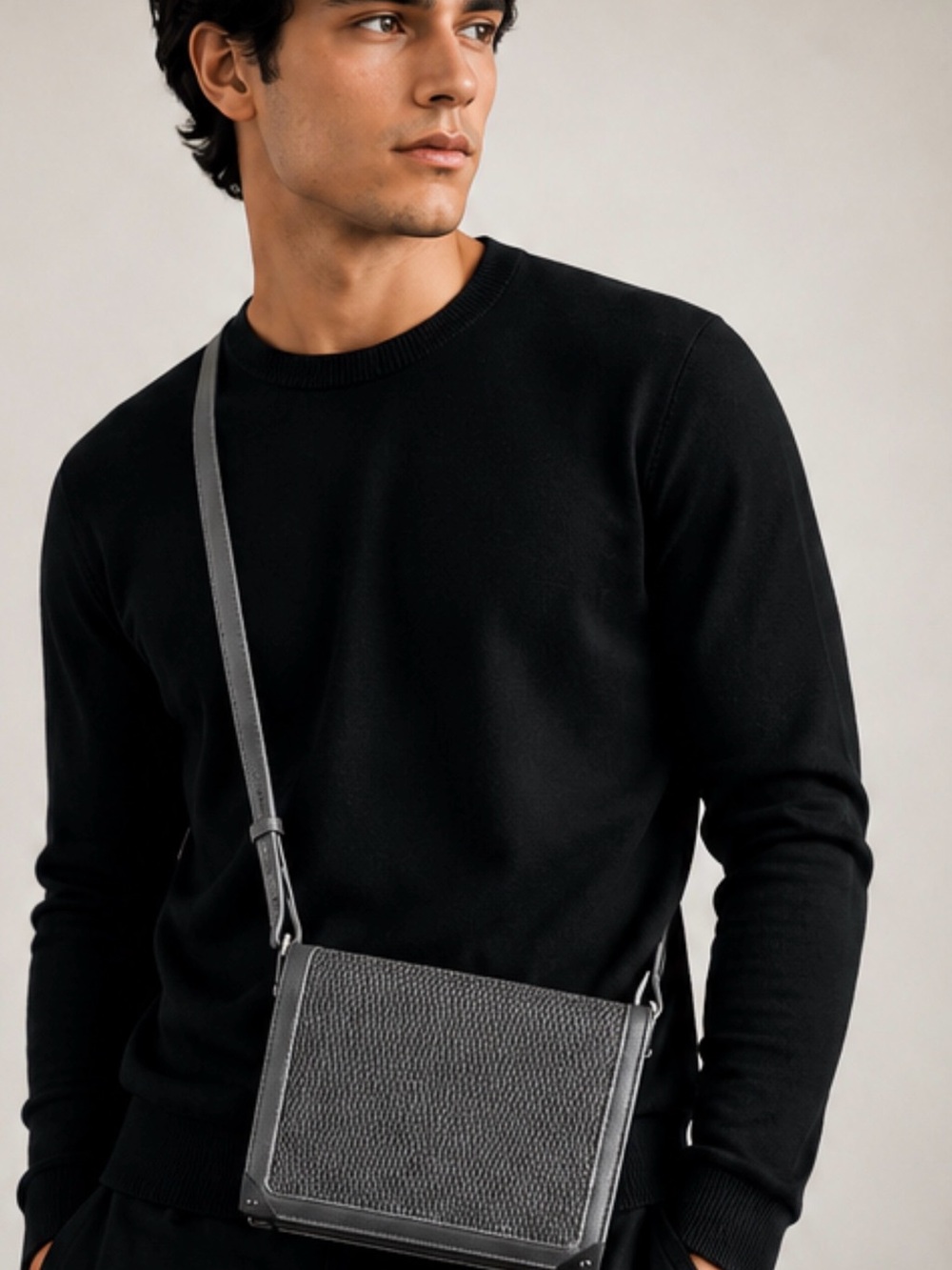 Alexander Wang Marion Prisma Cellophane Grey Leather Men’s Crossbody Bag $950